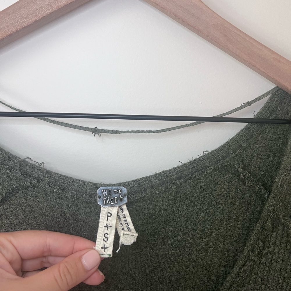 Free People Laguna Thermal Long Sleeve Olive Green Size S - Picture 5 of 8